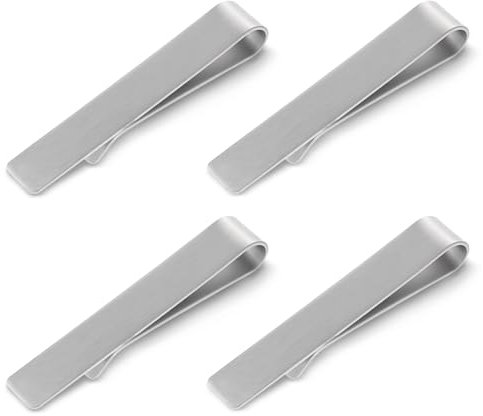 Bewudy 4 Stück Herren Krawattennadel, Klassischer Krawattennadeln Silber, Stilvolle Krawattenklammer, Edelstahl Krawattennadel für Männer Alltag Geschäft Hochzeit Jahrestag Weihnachten Valentinstag