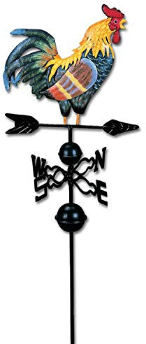 Sibomtex Girouette en métal en forme de coq pour clôtures de jardin, toits de cour, décoration colorée
