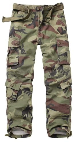 VATINNT Men's Cargo Trousers 8-Pocket Hiking Work Trousers 3355 C29 Camo 42