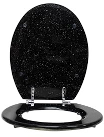 Spot on dealz 18 Stylish & Durable MDF Glitter Coating Toilet Seat – Add a Touch of Glamour to Your Bathroom Stylish Bathroom Accessory Luxury Toilet seat (Black)