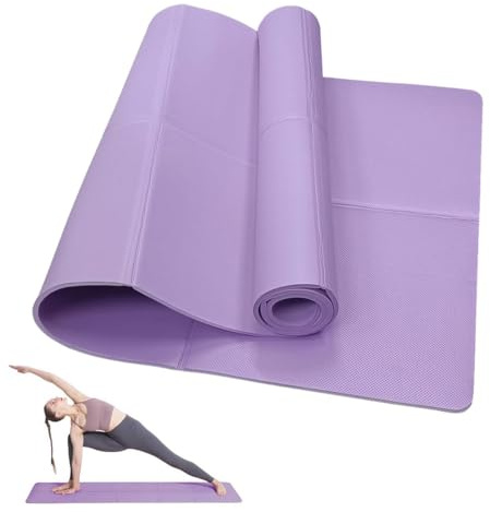 LULUWA Faltbare Reise Yoga Fußmatte 6 mm, Non-Slip EVA Leichte Übung Pilates Fußmatte für Yoga Pilates Zuhause Training und Boden Übungen 173 x 61 CM (Violett)