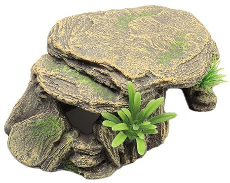 9,5x16x6,5 Cm Grotte Aux Reptiles Grottes pour Cacher Les Poissons D'aquarium Haute Simulation Rock Hide Cave Maison De Tortues, Abri Sûr pour Aquarium Gecko Araignées Grenouilles