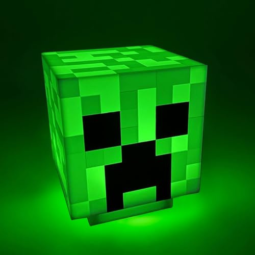 KBIBCK Creeper Lampa med Zombie-ljud, Creeper-light, Batteridriven, 3D-kublampor, lekrum och varudekoration för pojkar och flickor (9 x 9 x 11 cm)