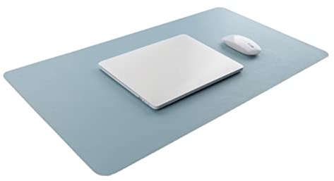 Artibetter Alfombrilla de Escritorio de PU Multifuncional para Teclado y Ratón Antideslizante Doble Cara Azul y Plata