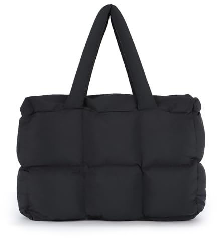 LHHMZ Bolso de mano acolchado grande para mujer, Bolso de hombro ligero e hinchado para gimnasio, trabajo, viajes