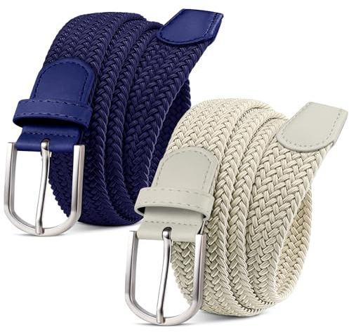 MATLAB 2 Stücke Stretchgürtel Flechtgürtel für Damen und Herren 33mm Breite