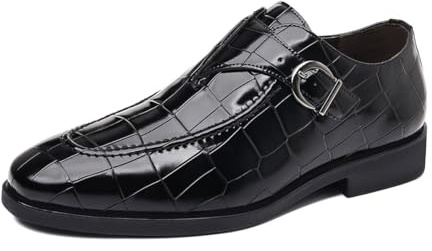 Dcbdx Män lyx bröllop skor enda monkstrap kontor promenader bröllop kontor affärer casual loafers,Black,41 EU