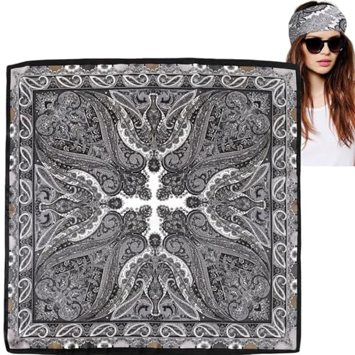 Vint/age Head Sc/arf for Women,Ladies Neck Scarves,Head Bandana Sc/arf for Easy Wear,Pursue Both Fashion and Practicality,Diy Use in Multiple Ways,Soft Texture for Daytime or Sleep to Wear,Black