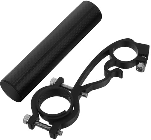 BIUDECO Soporte Manillar Bicicleta Extensible de Fibra de Carbono Doble Abrazadera Fija Ligero y Resistente para Luces GPS y Teléfono Extensión para Ciclismo Carretera y Montaña