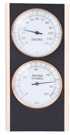 SIXRUN Sauna Termometer Hygrometer, 2 i 1 Trä Temperatur- och Fuktmätare för Spa Dusch Sauna Rum 0-120°C 20-100% RH