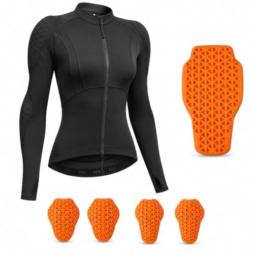 Chaqueta de Motociclista de Malla Transpirable para Mujer, para climas cálidos, con certificación CE, Camisa Protectora con Armadura extraíble Capa Acolchada Ligera para conducción (Negro, M)