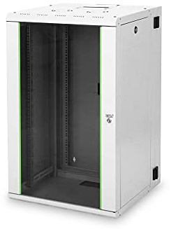 DIGITUS Netzwerk-Schrank 19 zoll 20 HE - Schwenkbar - Wandmontage - Traglast 100 kg - Unique Serie - Glastür - Grau