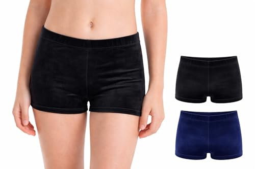 Fischer - Pantaloncini Samtshorty 7713, short per ragazza da ginnastica, per allenamento, in velluto effetto liscio, certificazione Ökotex 100, Bambina, nero, 128