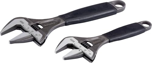 Bahco Adjust 9031/29 Ergo Adjustable Wrench Extra Wide Jaw Twin Pack 6″ & 8″
