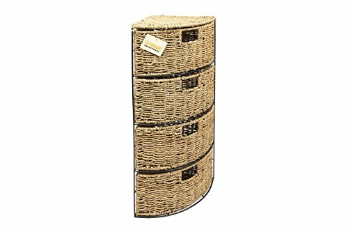 WoodLuv 4-Drawer Corner Seagrass Storage Bathroom Bedroom Tidy cabinet Unit