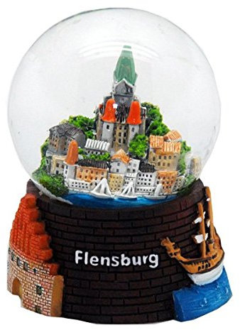 Souvenir Schneekugel Flensburg | Schüttelkugel Reiseandenken Deutschland Mitbringsel | B: 65mm H: 85mm | Schüttelkugel Reise Erinnerung | 30041