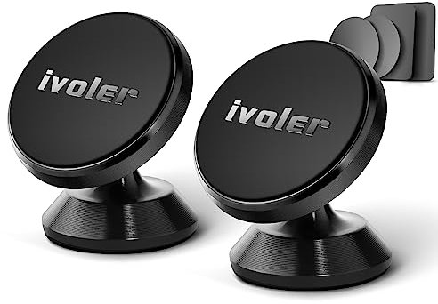 ivoler [2 Stücke] Handyhalter fürs Auto, Handyhalterung Auto Magnet, KFZ Magnet Handyhalter 360 Grad Einstellbare Smartphone Halterung Auto kompatibel für iPhone, Samsung, Huawei usw.- Schwarz
