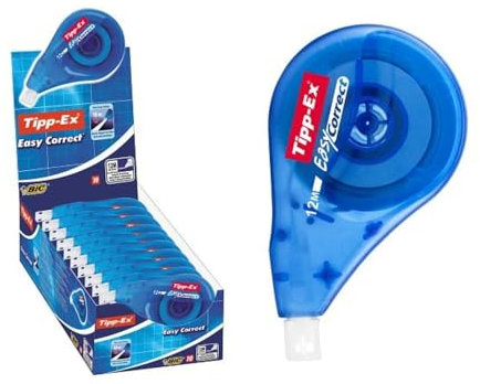 BIC Tipp-Ex Korrekturroller Easy Correct zum seitlichen Korrigieren, 12m x 4,2mm, 10er Pack, Ideal für das Büro, das Home Office oder die Schule