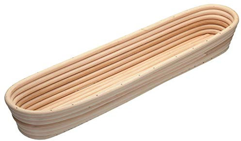 KitchenCraft Home Made Banneton Cesta de pan / cesta de prueba, en forma de baguette, ratán, 44 x 9 cm