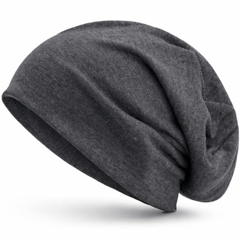 style3 Gorro Slouch Beanie de Fino Tejido de Punto Transpirable y Ligero, Gorro Unisex One Size, Color:Gris