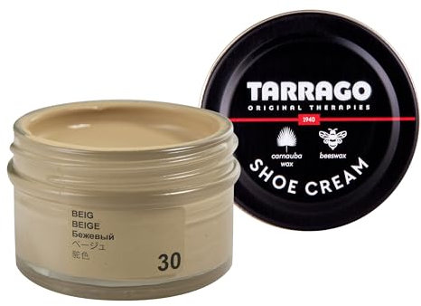 Tarrago | Crema per scarpe 50 ml | Crema nutriente, lucidante e protettiva per scarpe, calzature, borse e accessori in pelle, pelle e pelle sintetica (Beige 30)