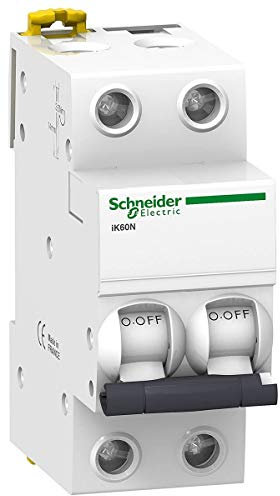 Schneider Electric A9K17216 IK60N Interruptor Automático Magneto Térmico, 2P, 16A, Curva C, 78.5mm x 36mm x 85mm, Blanco