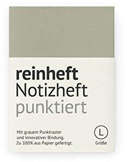 reinheft Notizheft mit Punktraster, flexiblem Softcover Umschlag und 64 Seiten Inhalt, nachfüllbar, Größe L (Grau, L - Din A5)
