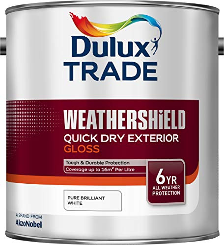 Dulux Trade Weathershield Quick Dry Exterior Gloss Pure Brilliant White 2.5 Litres