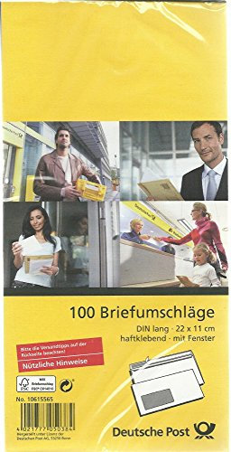 Deutsche Post 100 Umschläge DIN lang weiß haftklebend mit Fenster