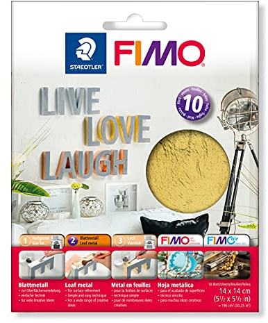 FIMO Staedtler 8781 11 Accessoires. Hojas metálicas para el Acabado de Superficies. Caja con 10 Hojas de Oro.