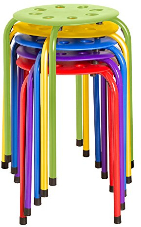 Norwood Commercial Furniture Colorful Plastic Stacking Stools for Kids, Teens, and Adults- Assorted Colors (Pack of 5), 17.75 NOR-1101AC-SO