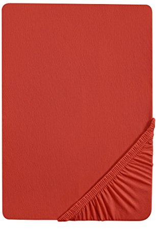 biberna 0077144 Spannbetttuch Feinjersey (Matratzenhöhe max. 22 cm), gekämmte Baumwolle, superweich 1x 180x200 cm > 200x200 cm chili