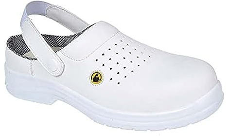 Portwest FC03WHR43 Sandalo di Sicurezza Traforato SB AE ESD in Composito, Bianco, 43