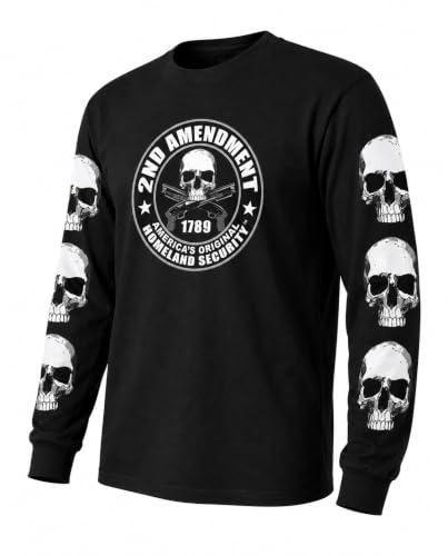 Hot Leathers mens Motorcycle GMD2158 Men s 2nd Amendment Long Sleeve T Shirt, Black, Large US