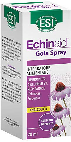 ESI - Echinaid Spray Gola Analcolico, Integratore Alimentare con Echinacea, Favorisce il Benessere delle Vie Respiratorie Contro i Sintomi da Raffreddamento, Senza Glutine e Vegan, 20 ml