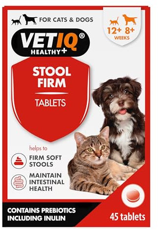 VETIQ Stool Firm Tablets For Cats & Dogs, Contains Kaolin, Pectin & Pumpkin to Help Improve Stool Firmness & Aids Intestinal Health, 45 Tablets (Pack of 1)