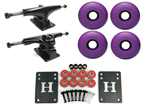 Big Boy 5.0 Black/Black Skateboard Trucks + 52mm Purple Wheels Combo