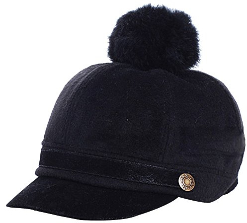 eYourlife2012 Kids Children Baby Felt Woolen Peaked POM POM Knight Equestrian Baseball Cap Hat Black