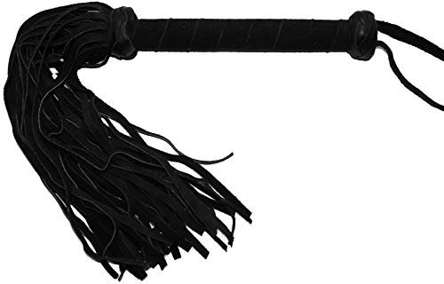 Flogger, Peitsche, 18 Wildleder Tails, extra lang mit Wildleder bezogener Griff schwarz oder rot