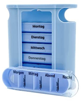Medikamentendosierer Tablettenbox Hellblau 7 Tage Pillendose Medi Box Medikamentenspender Pillenbox