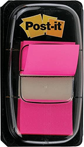 3M Post-it 25mm Index Flags with 12 Dispensers Each With 50 Flags - Bright Pink