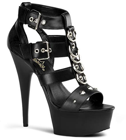 Pleaser DELIGHT-658, Damen Plateau Sandalen, Schwarz (Schwarz (Blk Faux Leather/Blk)), 37 EU (4 Damen UK)