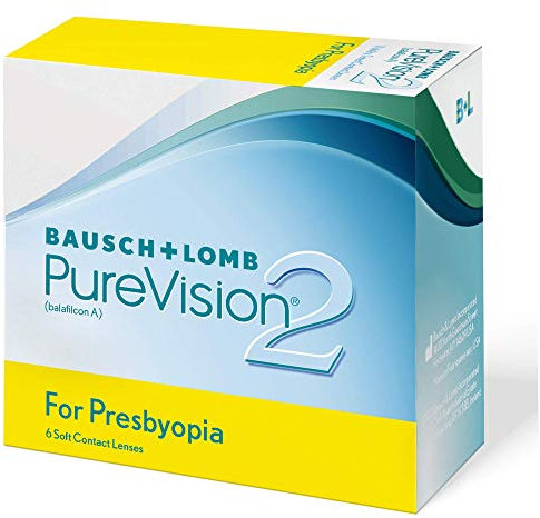Bausch + Lomb PureVision 2 for Presbyopia Monatslinsen, sehr dünne Gleitsicht-Kontaktlinsen, weich, 6 Stück BC 8.6 mm / DIA 14 / -8.5 Dioptrien / ADD High