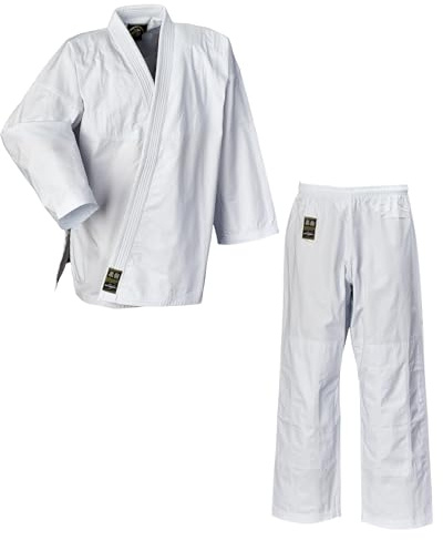 Ju-Sports SV Premium Ju-Jutsu Anzug Ronin Weiß 150 I Superleichter Jujutsu Anzug für Erwachsene I BJJ Gi Herren mit eingesticktem Kanji-Zeichen I 100% Baumwolle