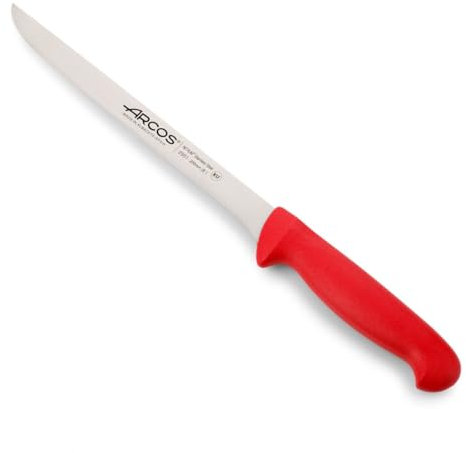 Arcos Séries 2900 - Couteau à Filet - Lame Acier Inoxydable Nitrum 200 mm - Manche Polypropylène Couleur Rouge