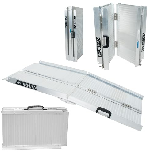 WORHAN RAMPA DI CARICO A VALIGIA IN ALLUMINIO max 272 KG PER SEDIA A ROTELLE GRANDE SELEZIONE (122cm) R4