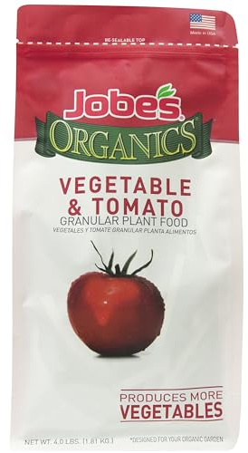 Jobe’s Organics Granular Garden Fertilizer, Easy Plant Care Fertilizer for Vegetable Gardens and Tomato Plants, 4 lbs Bag