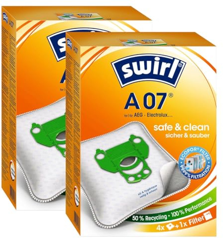 2 Pakete Swirl Staubsaugerbeutel A07 / A 07 MicroPor Plus AirSpace für AEG Staubsauger Gr. 28