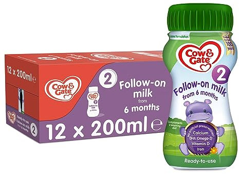 Cow & Gate 2 Follow On Baby Milk Ready to Use Liquid Formula, 6-12 Months, 200ml (Pack of 12)