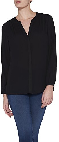 NYDJ Women's 3/4 Sleeve Pintuck Blouse, Black, Large
